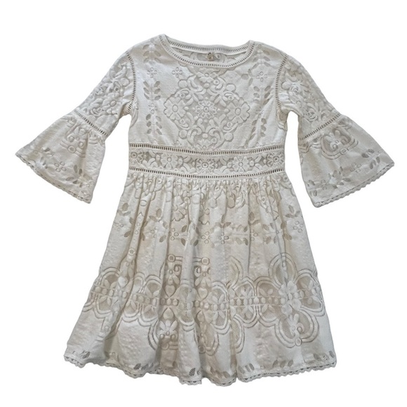 SPELL & THE GYPSY Clover Lace Mini Dress XS Gently Flared Sleeves Boho coquette - Picture 8 of 16